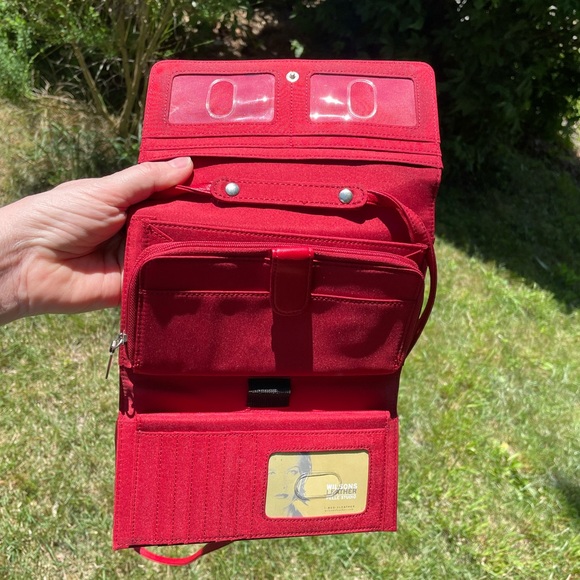 Wilson’s Leather Pelle Studio’s Genuine Leather Red Crossbody Clutch - Picture 9 of 9